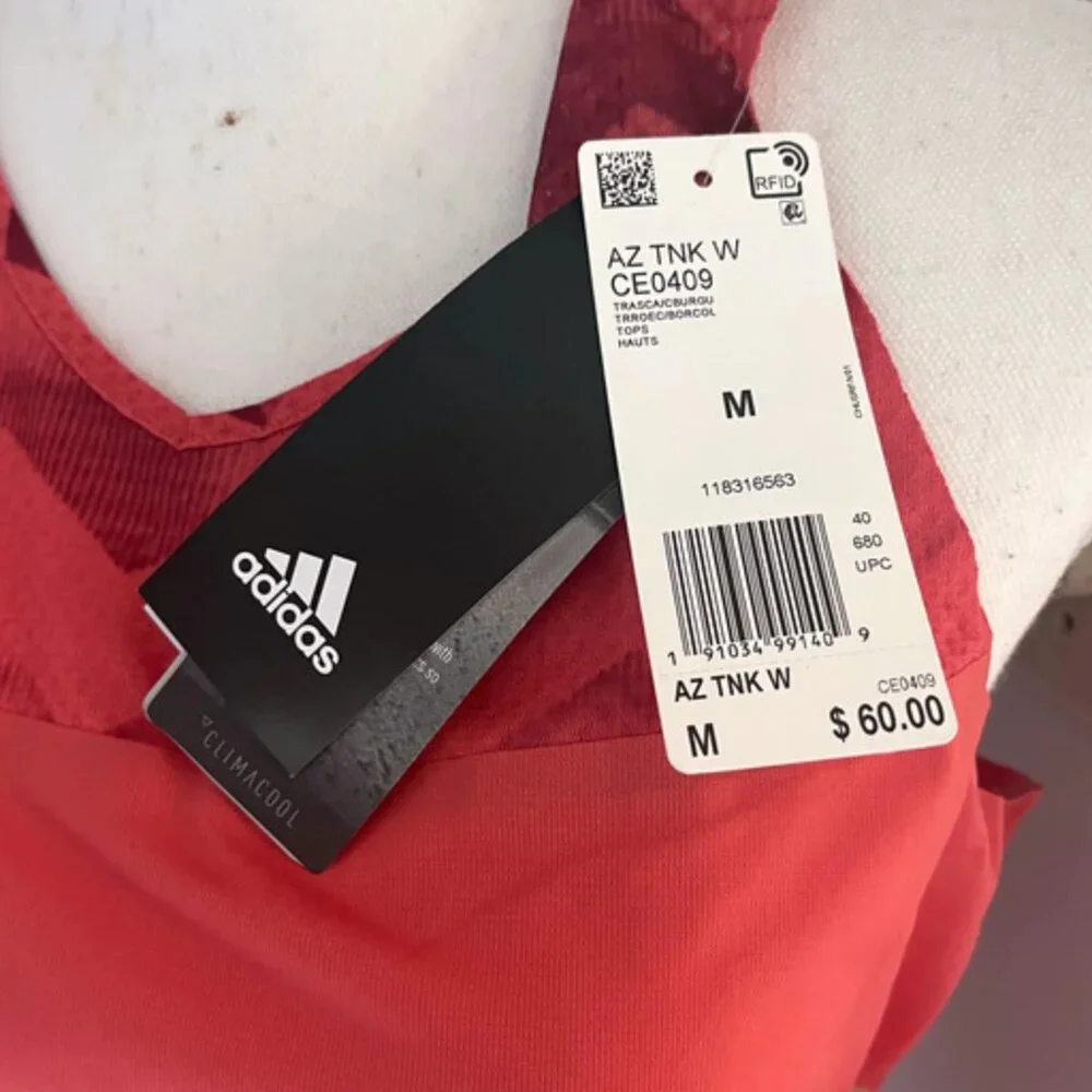 adidas Coral Racerback Tank Top with Patterned Yoke - Picture 8 of 8